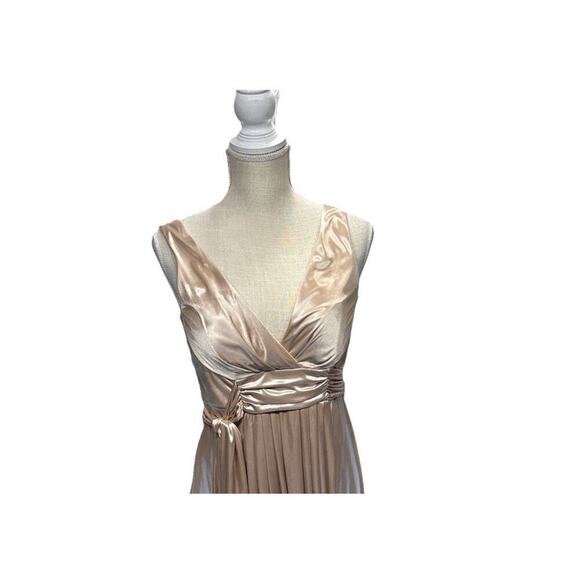 Ruby Rox Champagne Wrap-Front Balloon Hem Tie Dress L Vintage USA Coquette Chic - Picture 3 of 11